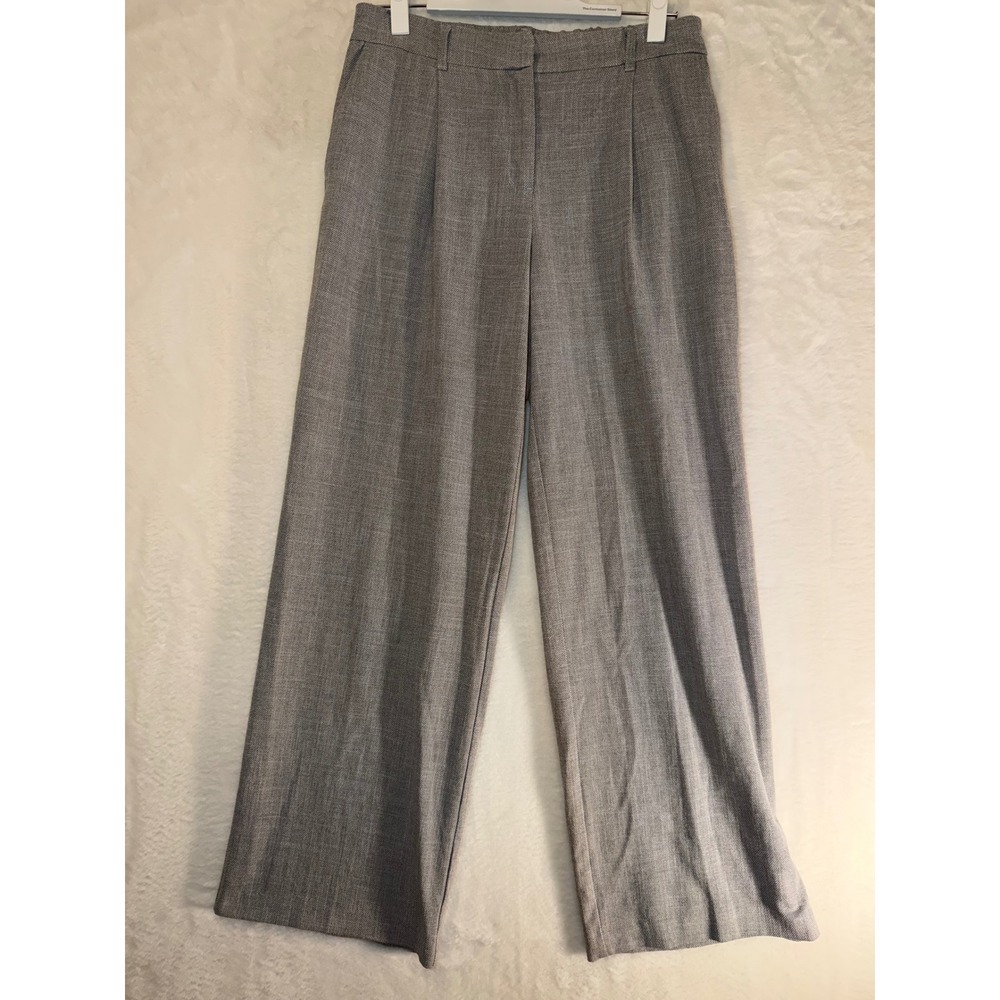 Rachel Zoe Wide Leg Trousers Womens 6 Grey Pleated High Waist Pants Stretch